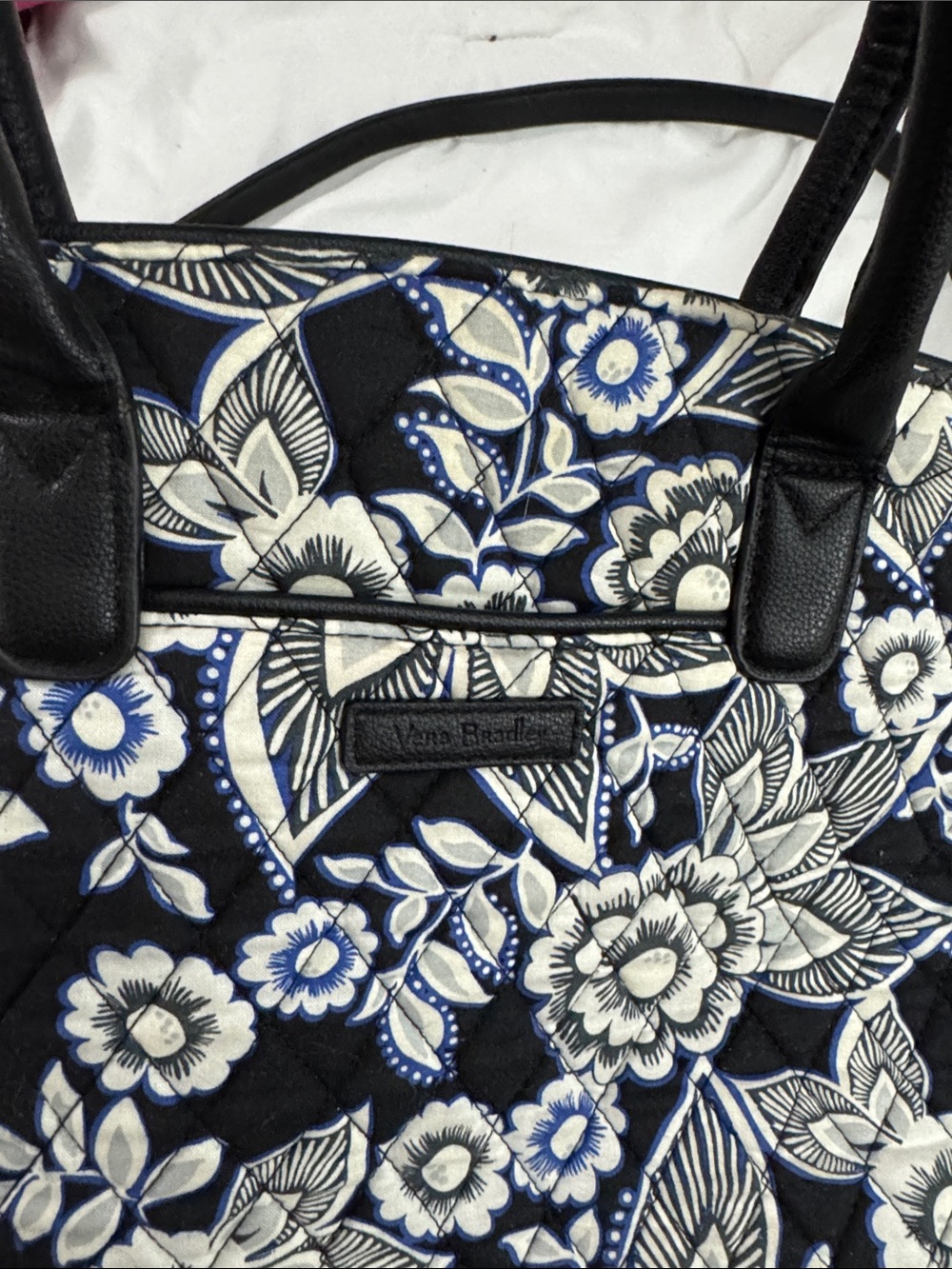 Vera Bradley Black, Navy and White Floral Quilted purse